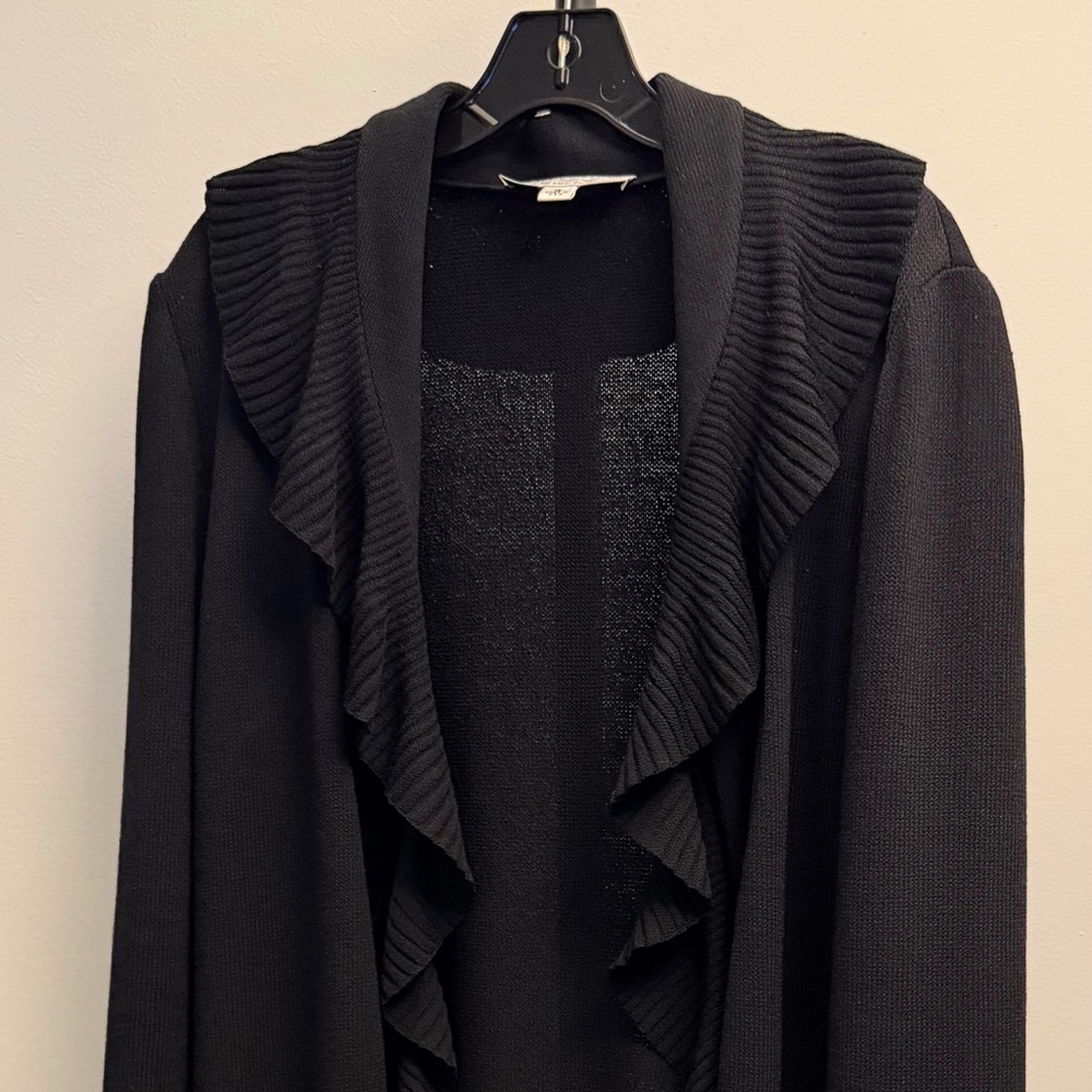 St. John Collection Black Ruffle Sweater Cardigan - Picture 11 of 14